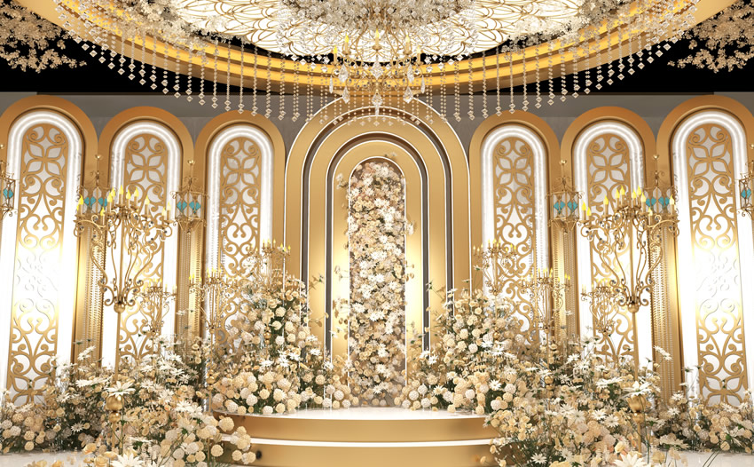 理县香槟色调婚礼堂效果展示